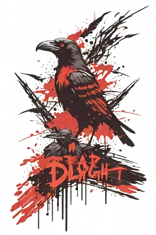 dead by daylight totem with crow flying tattoo design idea