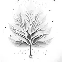 a cold weather with leaves falling from trees  tattoo design idea