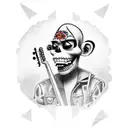 A Day of the Dead musician playing a Gorillaz song tattoo design idea