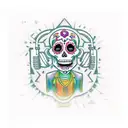 A Day of the Dead musician playing a Gorillaz song tattoo design idea