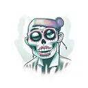 A Day of the Dead musician playing a Gorillaz song tattoo design idea