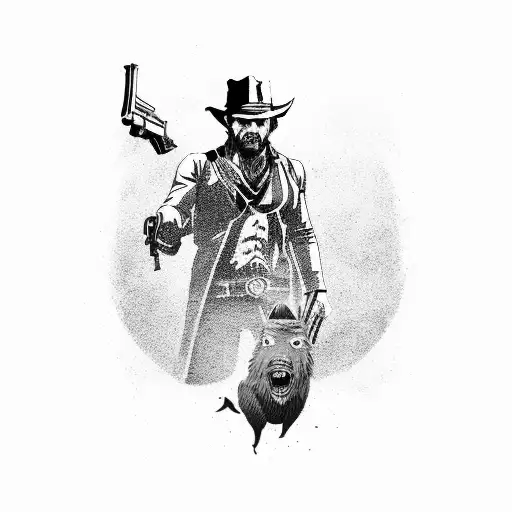 Red dead redemption 2 gun tattoo design idea