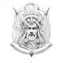 neptun on his throne, holding his trident tattoo design idea