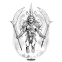 neptun on his throne, holding his trident tattoo design idea