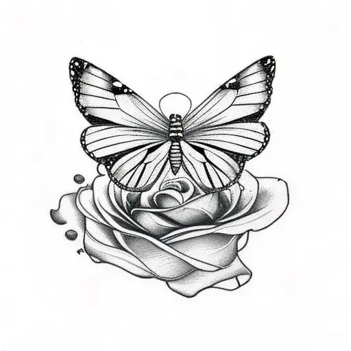Butterfly with rose with Elephant tattoo design idea