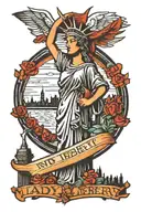 lady liberty NYC skyline tattoo design idea