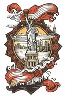 lady liberty NYC skyline tattoo design idea