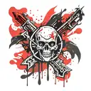 Assassin insignia with blood splash background tattoo design idea