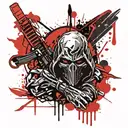 Assassin insignia with blood splash background tattoo design idea