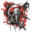 Assassin insignia with blood splash background tattoo design idea