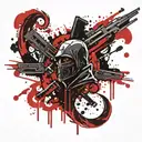 Assassin insignia with blood splash background tattoo design idea