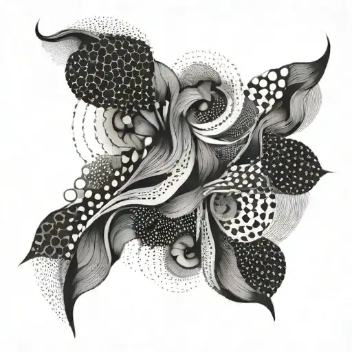 An abstract geometric pattern with smoke swirling in the negative space tattoo design idea