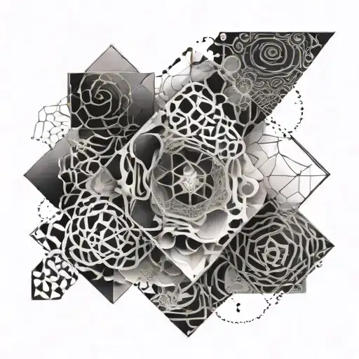 A smoke effect wrapping around a geometric design tattoo design idea