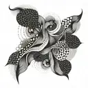 An abstract geometric pattern with smoke swirling in the negative space tattoo design idea