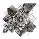 A smoke effect wrapping around a geometric design tattoo design idea