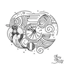 tiny line tattoo for 4 best friends to celebrate almost 20 years of friendship, include a moon tattoo design idea