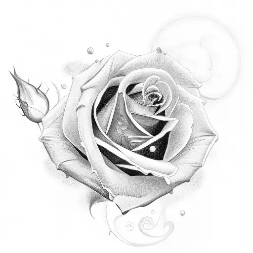 text with clouds and a rose tattoo design idea