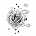 text with clouds and a rose tattoo design idea