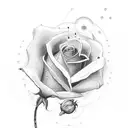 text with clouds and a rose tattoo design idea