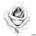 text with clouds and a rose tattoo design idea