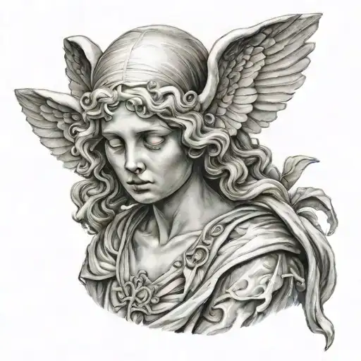 whispering Angel looking tattoo design idea