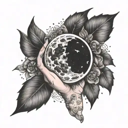 A dark and enchanting tattoo of a gothic moon with a pinky promise symbolizing a deep connection tattoo design idea