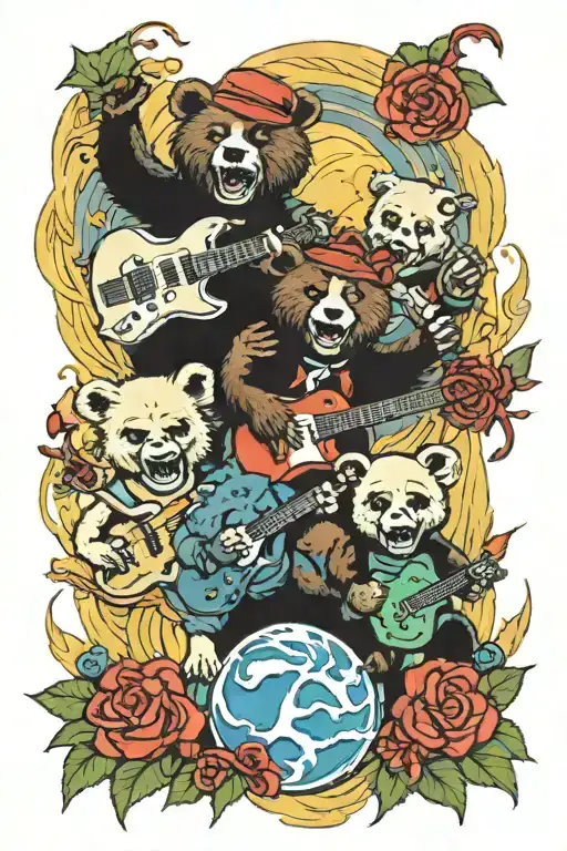 Grateful Dead Mr fantasy scene dancing bears lightning tattoo design idea