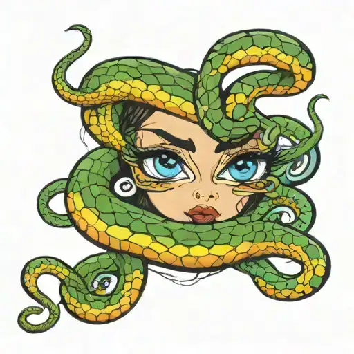 Eyes and snakes tattoo design idea