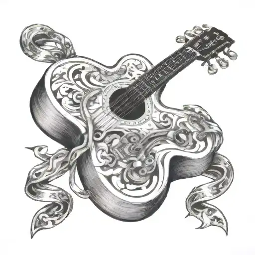 A guitar made out of racing company  tattoo design idea