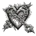 broken heart and chains breaking and bursting tattoo design idea