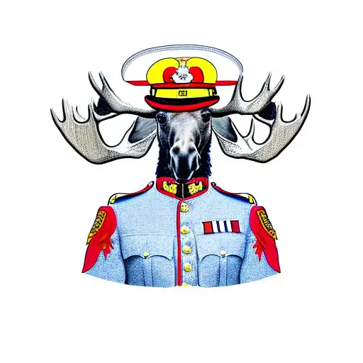 moose wearing RCMP uniform tattoo design idea