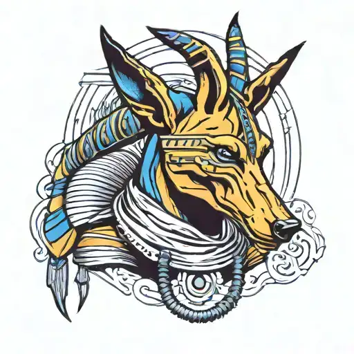 Sleeve of death anubis on fone tattoo design idea