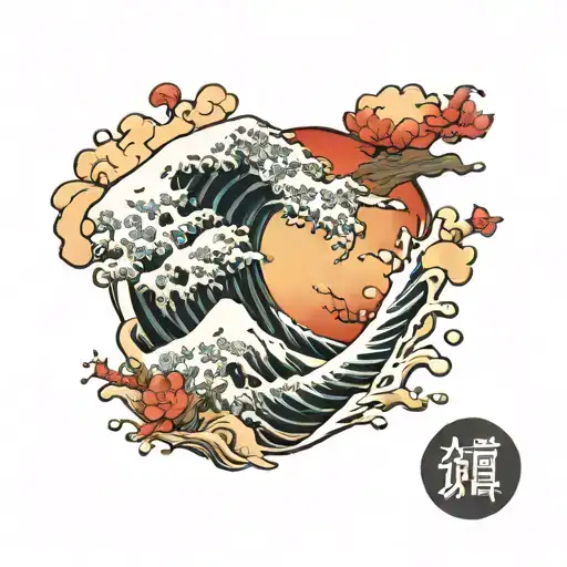 The Great Wave crashing tattoo design idea