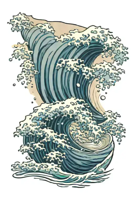 The Great Wave crashing tattoo design idea