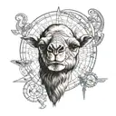 A Man's Not A Camel. Head of the camel, but with human body. Vitruvian Man tattoo design idea
