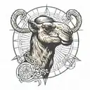 A Man's Not A Camel. Head of the camel, but with human body. Vitruvian Man tattoo design idea