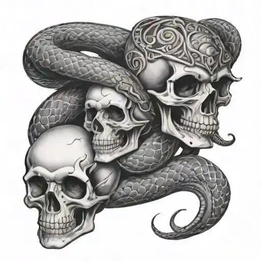 little skull and snake goth them  tattoo design idea