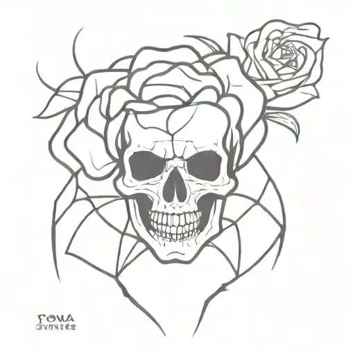 skull rose spider tattoo design idea