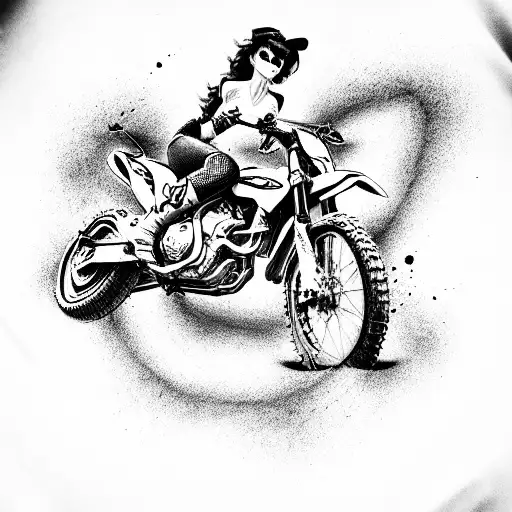 dirtbikes & pinup girls & music & guns tattoo design idea