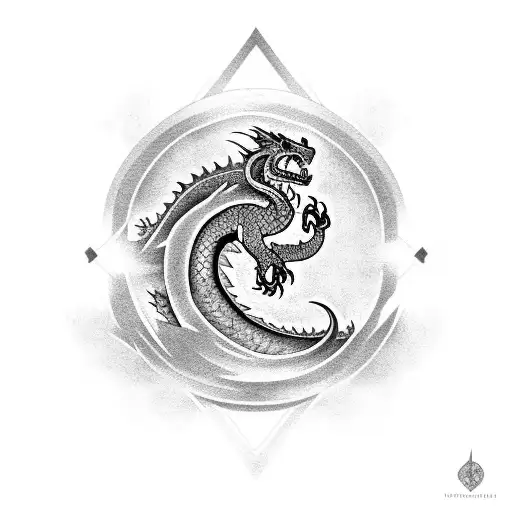 A keyhole with a mystical dragon emerging from it tattoo design idea