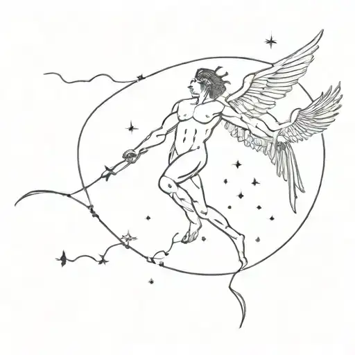 Icarus falling from the sky filled Taurus zodiac constellation  tattoo design idea