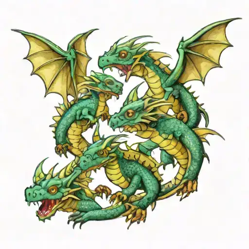 3 small dragons flying tattoo design idea