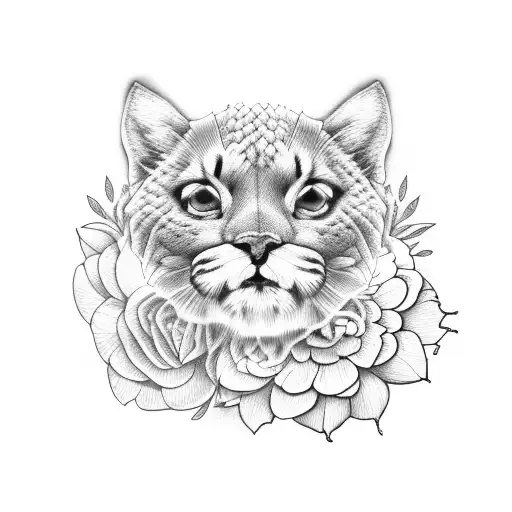 Puma and a Peony tattoo design idea