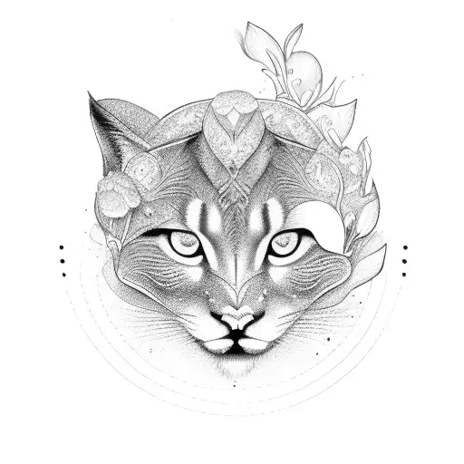 two letters P and P, one designed like a puma and one designed like a peony tattoo design idea