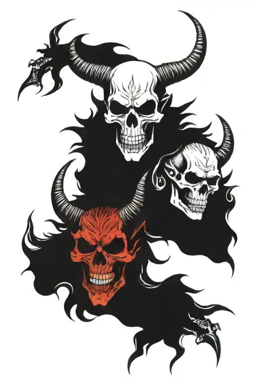 devil, demons, skulls representing dark periods tattoo design idea