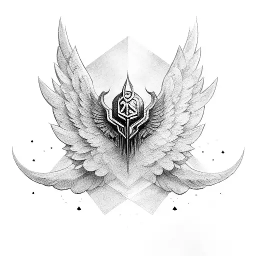 warrior with wings tattoo design idea