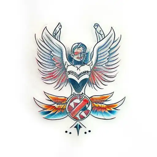 warrior with wings tattoo design idea