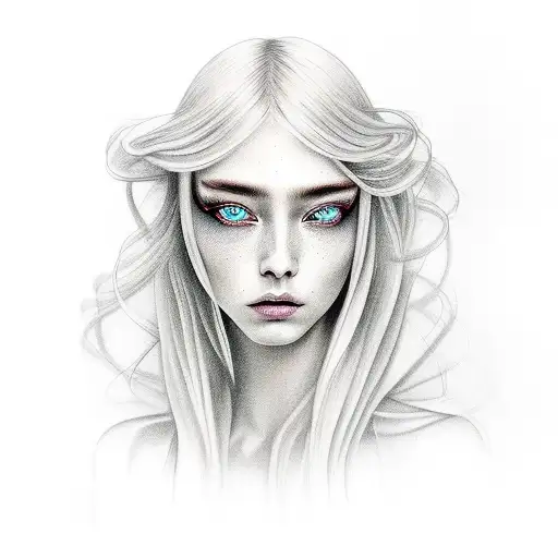 beautiful girl with weeping willow hair  tattoo design idea