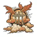 clouds with 3 crosses and lightning   tattoo design idea