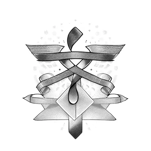 cancer ribbon with cross tattoo design idea